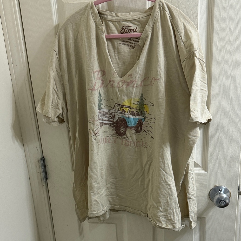 Maurices Beige Graphic Tee with Vintage Truck Design